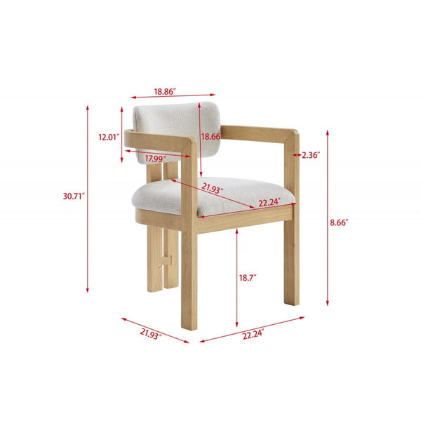 English Elm Modern Rustic Upholstered Dining Arm Chair with Sculptural Fluted Base, Curved Arms & Plush Comfort Natural 24.5 L x 25.5 W x 40.5 H B011P366704