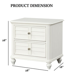 English Elm Coastal Antique White Nightstand Solid Rubberwood Two Drawers Dovetail Bedroom B2741P435892