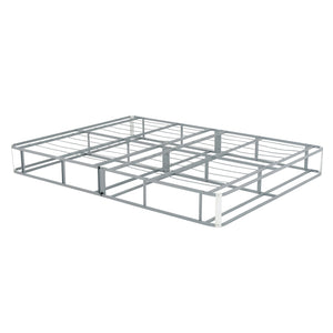 English Elm Foldable 9 in. Metal Mattress Foundation Bed Base Full-Size Portable Collapsible Support Frame with Cover Grey 55 L x 47 W x 6 H B2741P284409