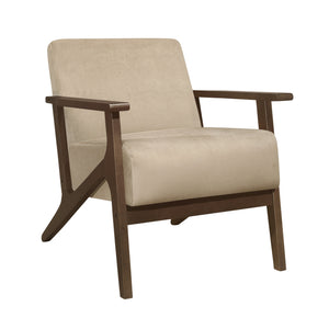 English Elm Modern Velvet Accent Chair with Dark Walnut Angular Frame, Streamlined Mid-Century Comfort Design Light Brown 35 L x 27.25 W x 19.25 H B011P271915