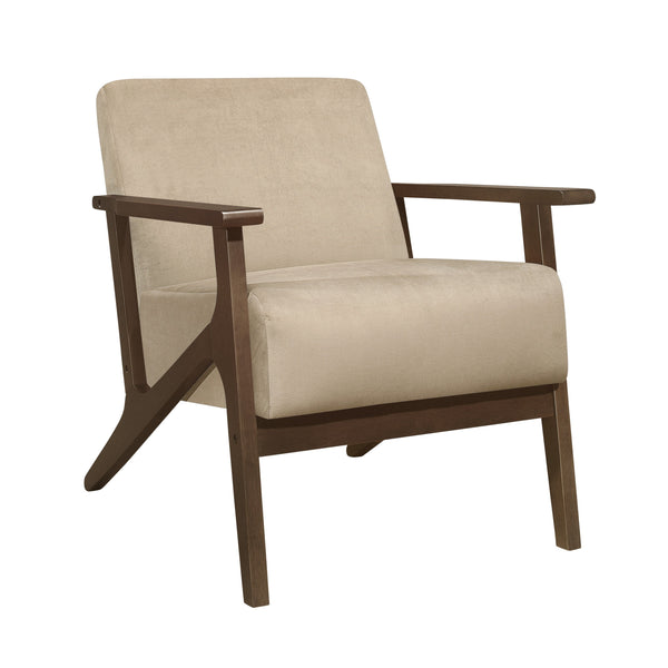 English Elm Modern Velvet Accent Chair with Dark Walnut Angular Frame, Streamlined Mid-Century Comfort Design Light Brown 35 L x 27.25 W x 19.25 H B011P271915
