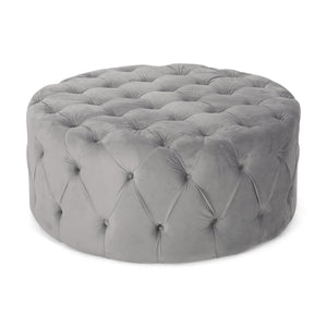English Elm Ottoman Oversized Velvet Square Tufted Cocktail Piece for Glam Living Room Decor Grey 69074.00GRY