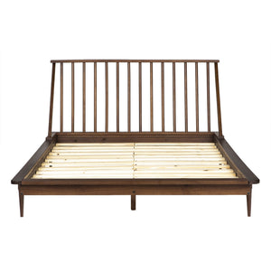 English Elm Walker Edison - Mid-Century Solid Pine Queen Platform Bed with Spindle Headboard, Tapered Legs & No Box Spring Needed Walnut 94 L x 16 W x 6 H B185P169401