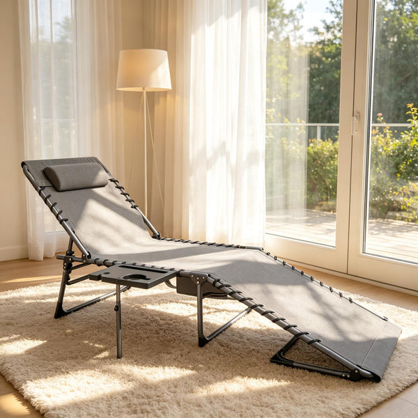 English Elm Adjustable Outdoor Chaise Lounge Set with Mesh Fabric Steel Frame and Removable Cushions T3971P506100