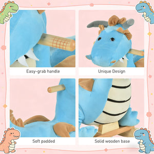 English Elm Dinosaur Plush Rocking Toy for Toddlers with Sound Effects and Wooden Base T3971P442691