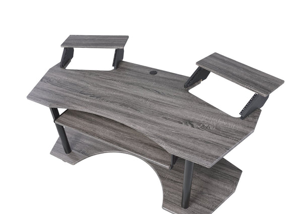 English Elm 71" Eleazar Wide Format Recording Studio Desk Black Oak Finish with Keyboard Shelf B2726S00133