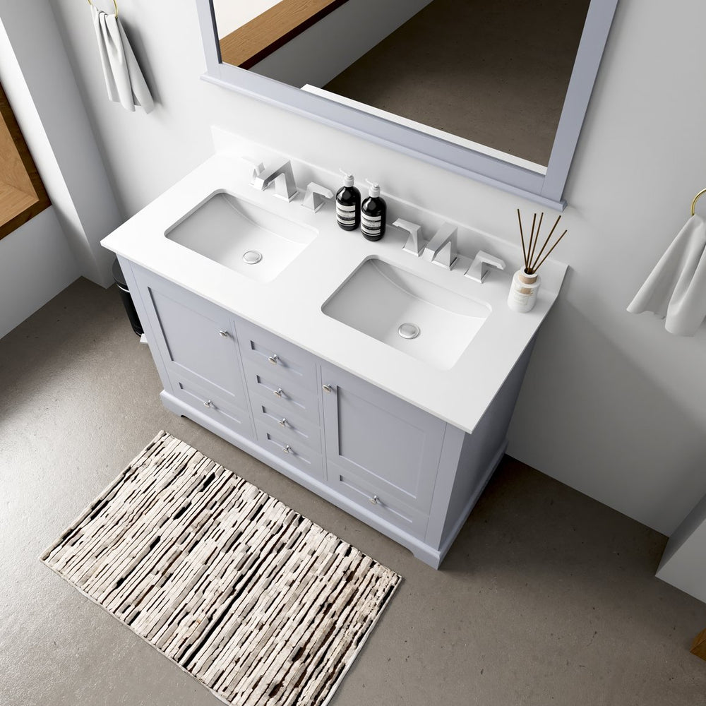 English Elm Dark Grey Double Bath Vanity 48 in. W x 22 in. D with Cultured Marble Top, Soft-Close Drawers, Mirror Included B2731S00729