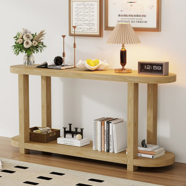English Elm U_Style Modern Minimalist Ash Veneer Console Table - Chic Entryway, Hallway, And Living Room Accent N711P241273O-GIGA