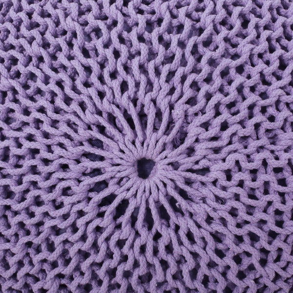 English Elm Christopher Knight Home® - KNITED Pouf Ottoman in Lavender Purple Cotton — Cozy Knit Accent Seat, Soft Durable 20.75x13.5" 62653.00LAV