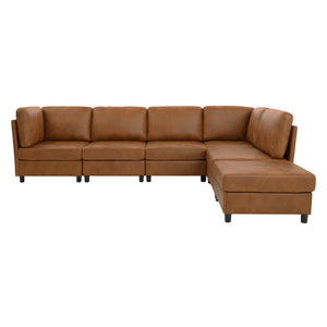 English Elm Modern Foil Fabric Modular Sectional Sofa Reconfigurable Living Room Seating Light Brown W5568S00051