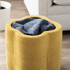 Crestview Collection Modern Seafoam Chenille Ottoman With Hidden Storage And Floral Design For Stylish Living Spaces Yellow Solid Wood Evfzr4341spc