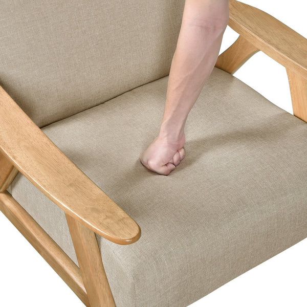 English Elm Modern Velvet Accent Chair with Dark Walnut Angular Frame, Streamlined Mid-Century Comfort Design Light Brown,Natural 35.5 L x 25.5 W x 20 H B011P271953