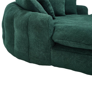 English Elm Oversized Memory Foam Chenille Bean Bag Sofa with Ergonomic Back Support, 3 Large & 2 Small Pillows Emerald W395P359413