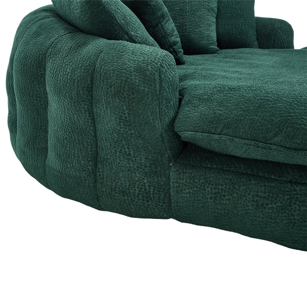English Elm Oversized Memory Foam Chenille Bean Bag Sofa with Ergonomic Back Support, 3 Large & 2 Small Pillows Emerald W395P359413