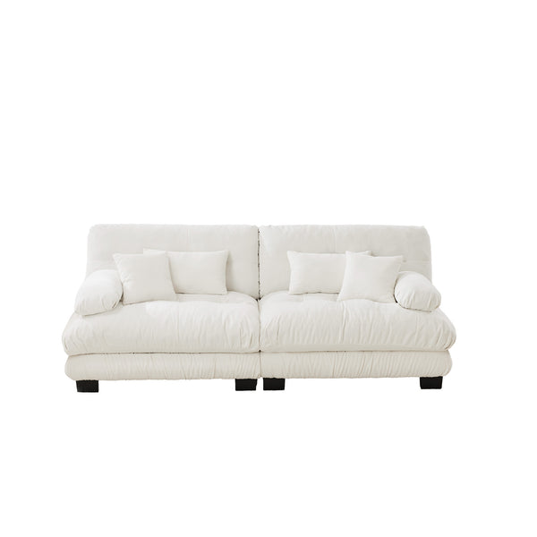 English Elm Cloud 2-Seater Chenille Sofa - Elegant Comfort With Lumbar & Throw Pillows For Stylish Living Rooms W714S00998