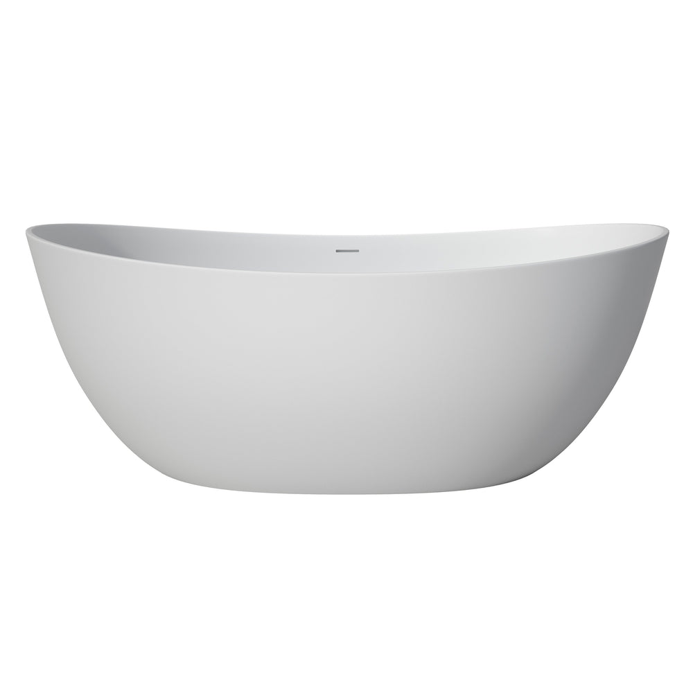 English Elm 65" Freestanding Solid Surface Soaking Tub Matte White Spa Style Bathroom W2704P204066