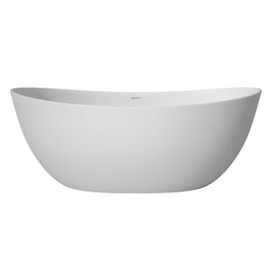 English Elm 65" Freestanding Solid Surface Soaking Tub Matte White Spa Style Bathroom W2704P204066