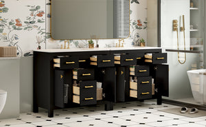 English Elm 72'' Modern Bathroom Vanity Set With Durable Ceramic Sink, Solid Wood Frame, Ample Storage & Style N710SS00011B