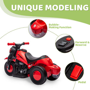 English Elm Qaba 6v Toddler Electric Motorbike with Bubble Machine Led Light and Music Red W2225P249813
