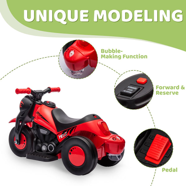 English Elm Qaba 6v Toddler Electric Motorbike with Bubble Machine Led Light and Music Red W2225P249813