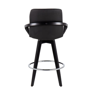 English Elm Cosmo Contemporary Swivel Counter Stool Set Of 2 - Black Faux Leather & Chrome Footrest For Style B202S00210