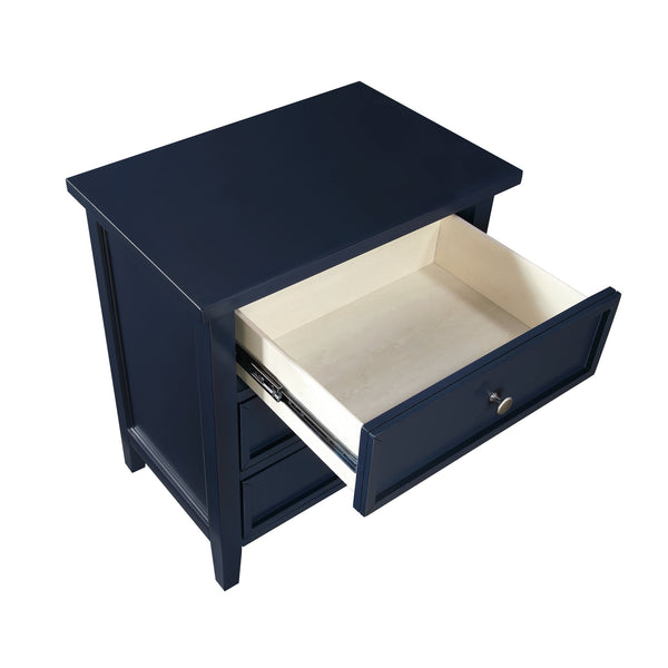 English Elm Luca 3-Drawer Nightstand with Dovetail Drawers and Metal Glides, Tapered Legs, No Assembly Required Dark Blue B050P376949