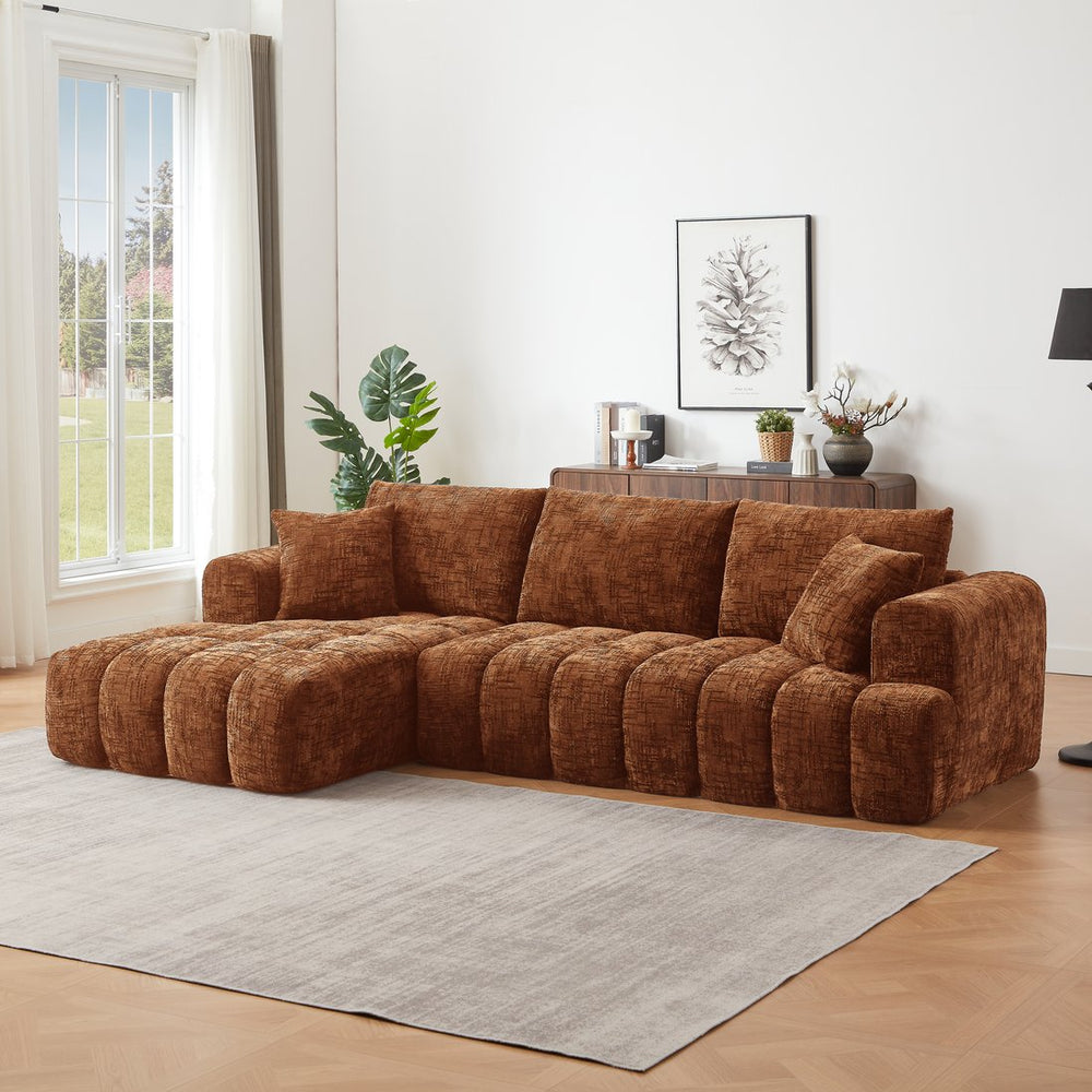 English Elm Chenille L-Shape Oversized Luxury Sectional Sofa - Minimalist Design, Comfy Sleeper For Any Room W2339S00040