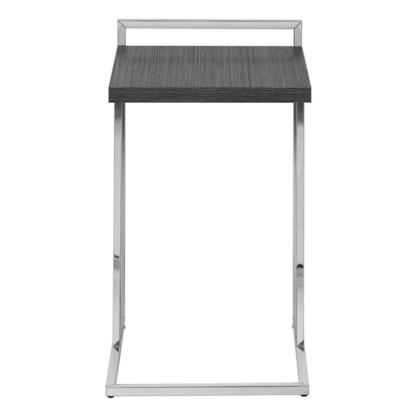 English Elm Accent Table - Stylish C-Shaped Design For Small Spaces, Grey Laminate Top & Chrome Metal Base B2710P219376