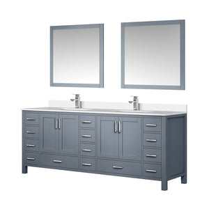 English Elm Dark Grey Double Bath Vanity 84" W x 22" D with Cultured Marble Top, Chrome Faucet & 34" Mirror, Durable Finish B2731S01114