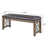 English Elm Black and Weathered Cherry Bench With Nailhead Trim