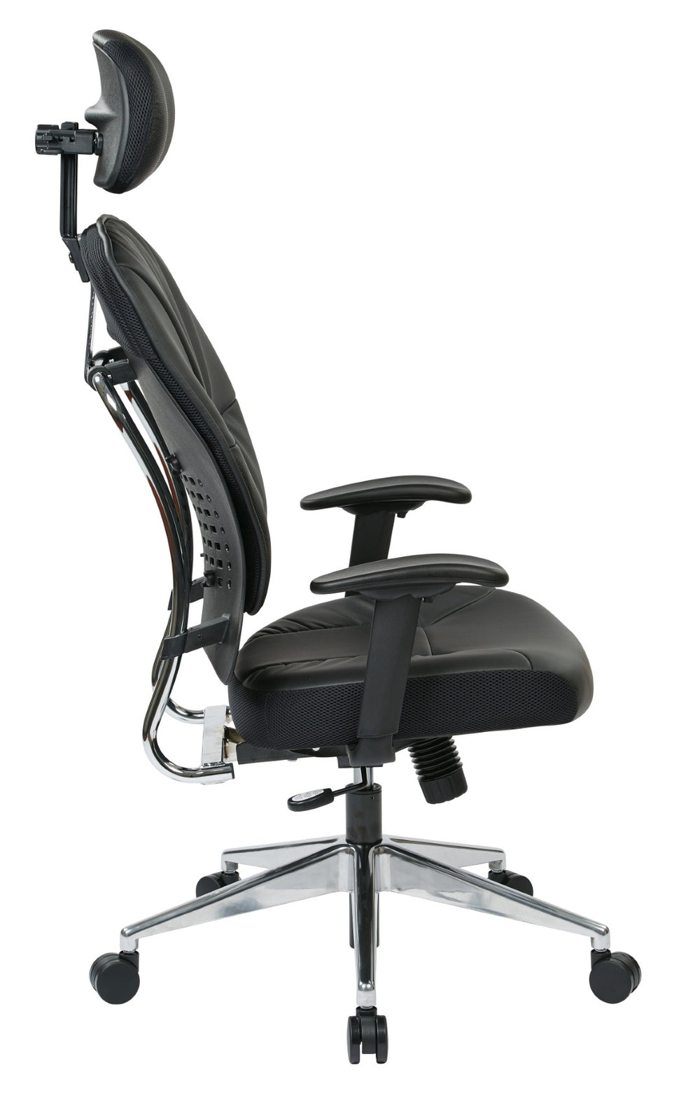 OSP Home Furnishings Black Bonded Leather Executive Office Chair with Lumbar Support and Pneumatic Height Adjust 32-E33P918PHL