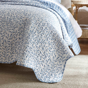 English Elm 5-piece Cotton Dobby Botanical Duvet Set with Embroidered Coastal Throw Pillows B035P463290