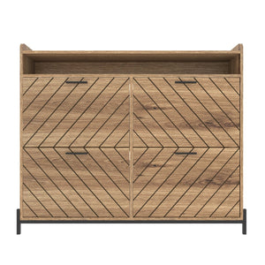 English Elm shoe cabinet Rustic Herringbone Flip-Drawer Organizer for Narrow Spaces, Dust-Proof Entryway Storage Driftwood W2227P207767