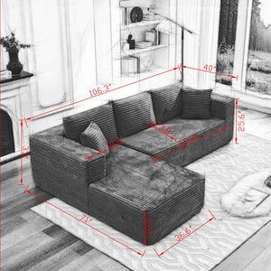English Elm 106" Cloud Sectional Couch - Modular L-Shape With Left Chaise For Effortless Living Room Style W1143S00029