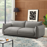 Ashcroft Furniture Emma Mid Century Modern Grey Leather Sofa - Elegant Luxury Comfort & Style