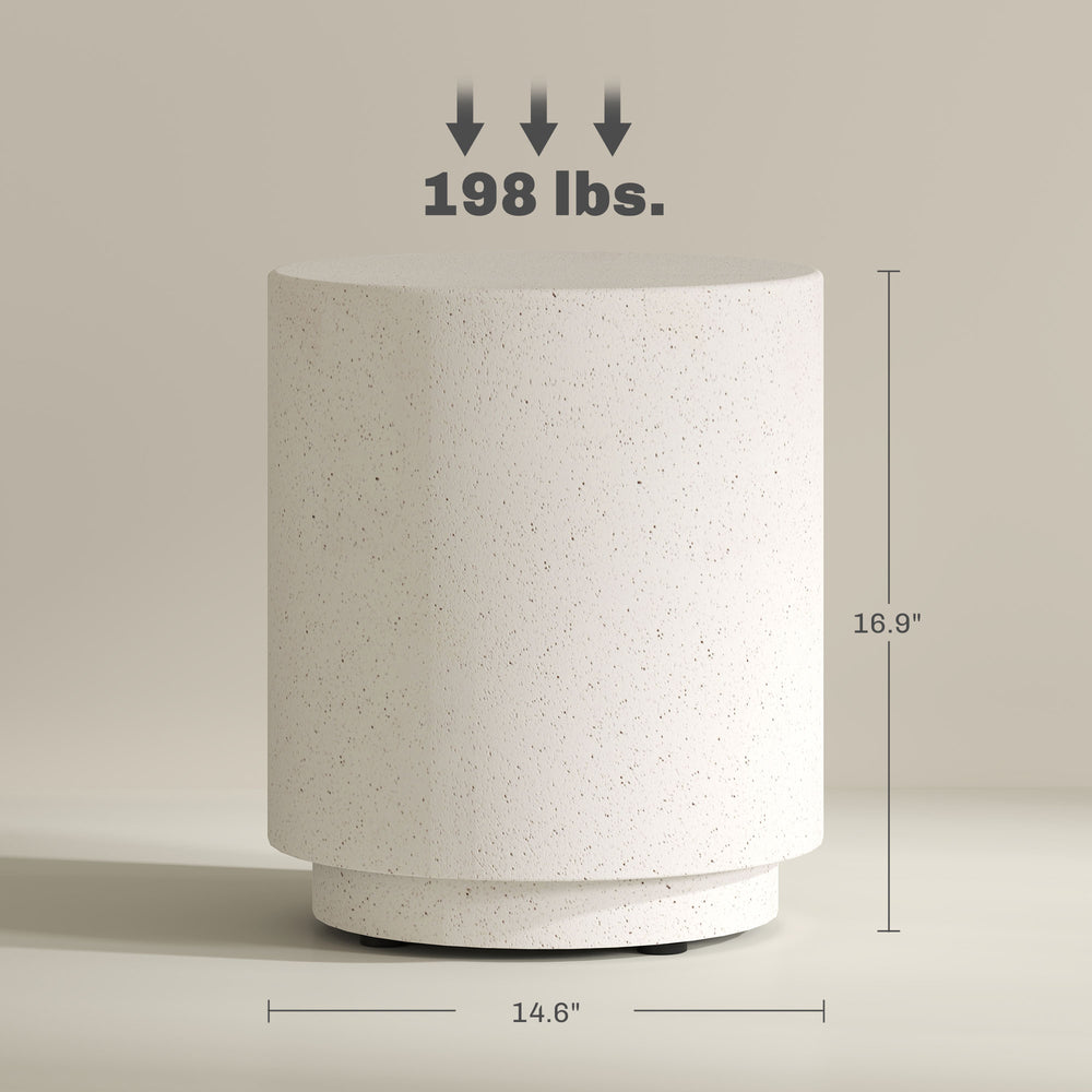 English Elm Nordic Cylindrical Side Table Imitation Concrete Ore Powder Build for Indoor Outdoor Use T3971P406034