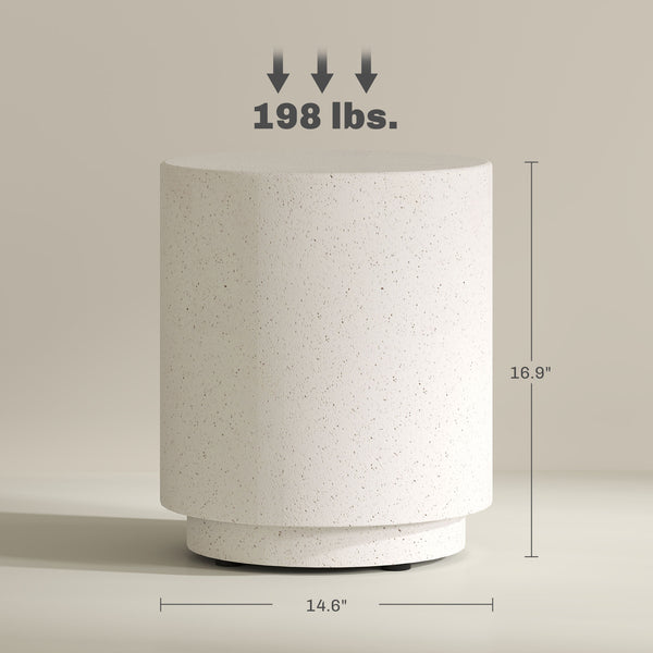 English Elm Nordic Cylindrical Side Table Imitation Concrete Ore Powder Build for Indoor Outdoor Use T3971P406034