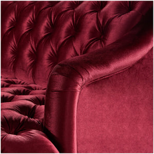 English Elm Comfy Velvet Tufted Three Seat Sofa with Rolled Arms Mid Century Modern Living Room Wine Red N760P178601J