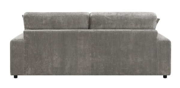 English Elm Tavia Gray Corduroy Reversible Sectional Sofa with 6 Pillows, Pocket Coil Seats, Modern L-Shape B2726P271002