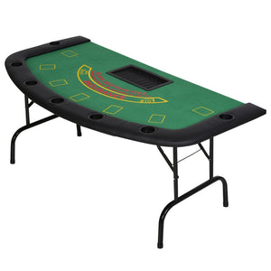 English Elm Soozier Foldable Poker Table, 72" Casino-Style For 7 Players With Cup Holders & Green Felt Surface W2225P217201-GIGA