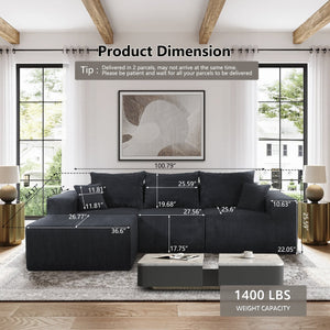 English Elm (Old Sku:W3163S00038) 4-Piece Modular L-Shaped Sofa: Fully Assembled, Stylish, Versatile Comfort For Any Space W3163S00045