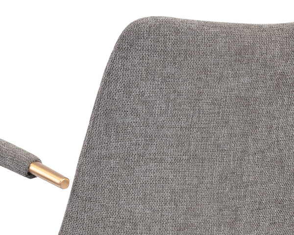 Sunpan Andres Swivel Dining Armchair – Elegant Industrial Design with Gold Legs for Stylish Dining Spaces Belfast Koala Grey