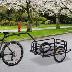 English Elm Aosom Steel Bike Cargo Trailer Foldable Flatbed Cart with 88 Lb Capacity Hitch W2225P200824