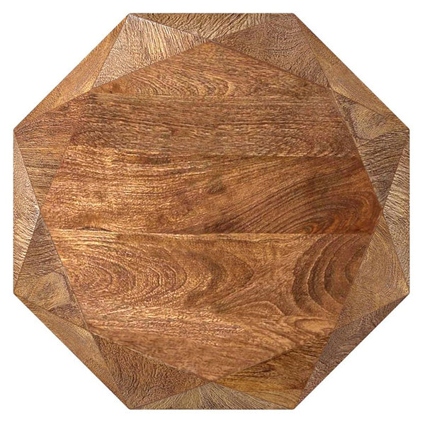 English Elm Pringle Octagonal Faceted Mango Wood Side Table — Gemstone-Inspired Sculptural Accent for Living Rooms Natural B062P299918