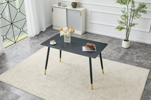 English Elm Modern Sintered Stone Rectangular Dining Table with Metal Legs for Four Seats Dark Gray W3493S00014