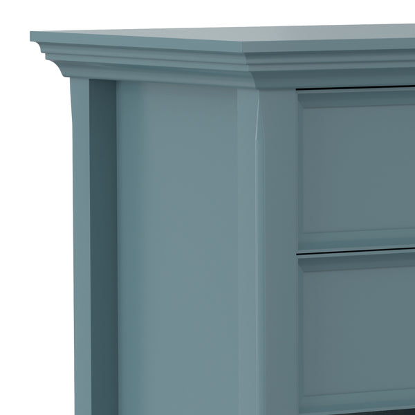 English Elm Amherst French Blue Solid Wood Nightstand with Open Shelf and Bronze Hardware B136P488703