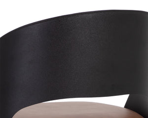 Sunpan Dezirae Barstool - Stylish Curved Back Design with Genuine Leather Seat and Unique Craftsmanship Black / Cognac Leather