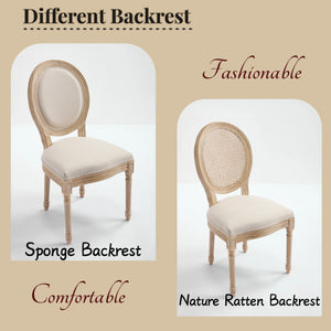 English Elm French Country Dining Chairs Set Of 2 - Upholstered Rattan Back, Elegant Carved Design For Home Use W3426P324257