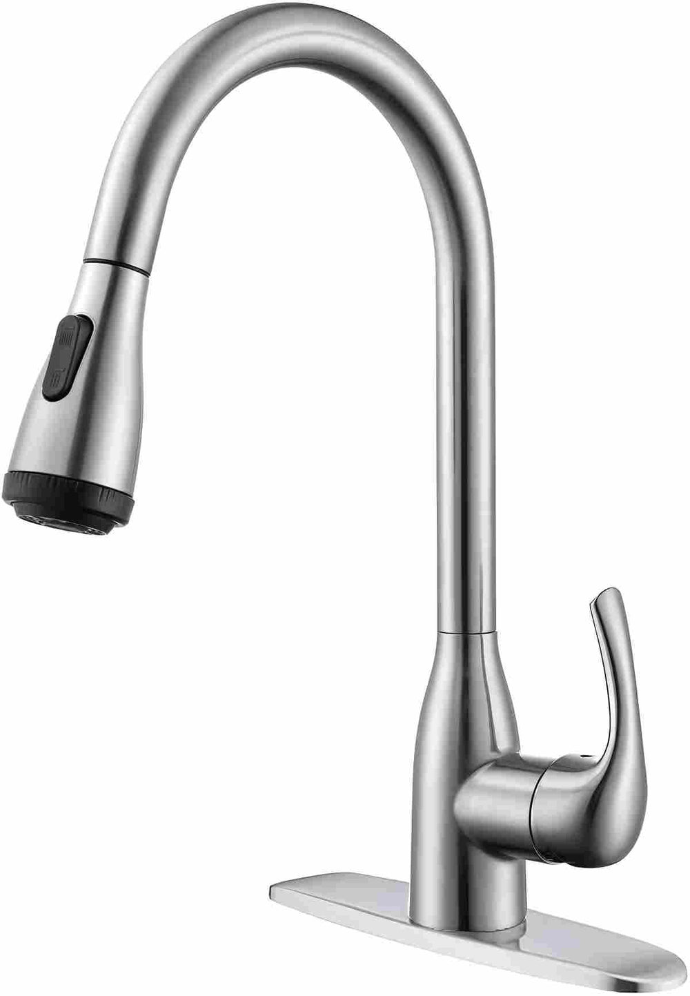 English Elm Single Handle Pull Down Kitchen Faucet Brushed Nickel Steel with 4 Spray Modes T3177P477541