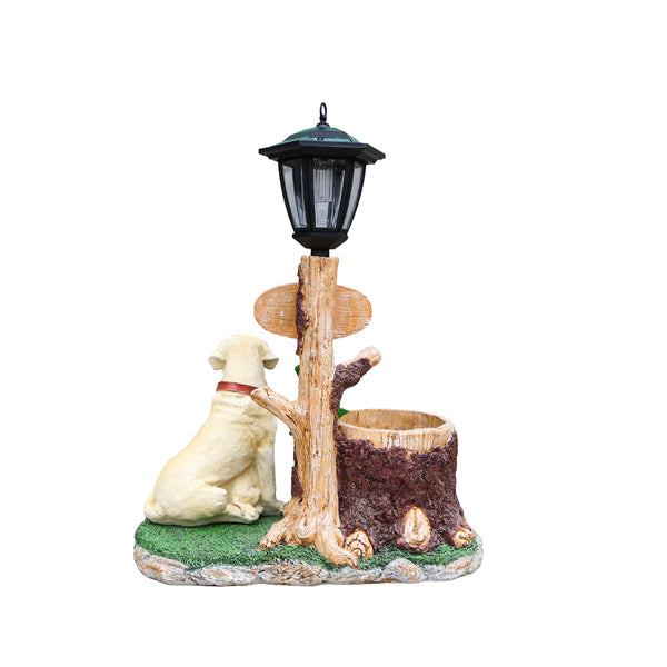 English Elm Labrador Mother and Pup Resin Garden Statue with Integrated Floral Planter Basin W5398P464250